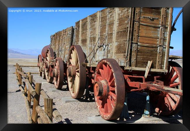 Old wagon train in Death Valley California  Framed Print by Arun 
