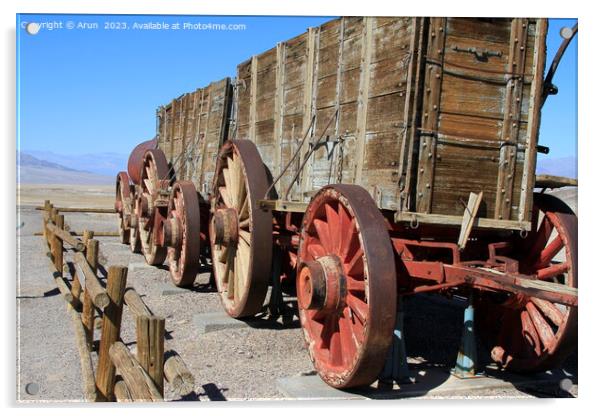 Old wagon train in Death Valley California  Acrylic by Arun 