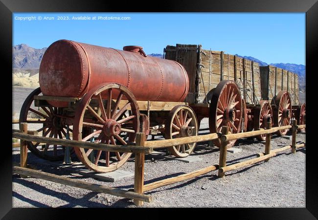 Old wagon train in Death Valley California Framed Print by Arun 