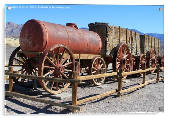 Old wagon train in Death Valley California Acrylic by Arun 