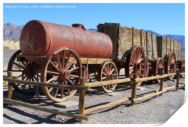 Old wagon train in Death Valley California Print by Arun 