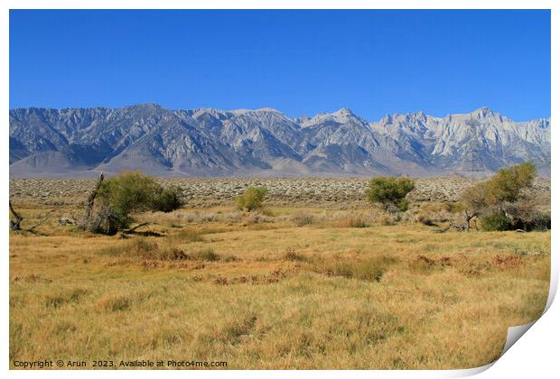 Mountain range in Death valley California Print by Arun 