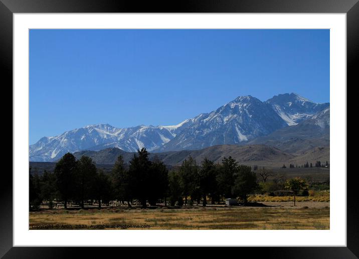 Mountain range in Eastern Sierras California Framed Mounted Print by Arun 