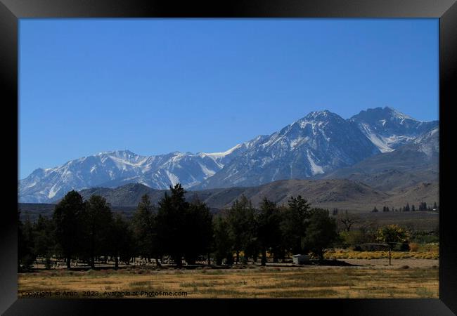 Mountain range in Eastern Sierras California Framed Print by Arun 
