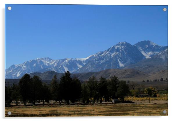Mountain range in Eastern Sierras California Acrylic by Arun 