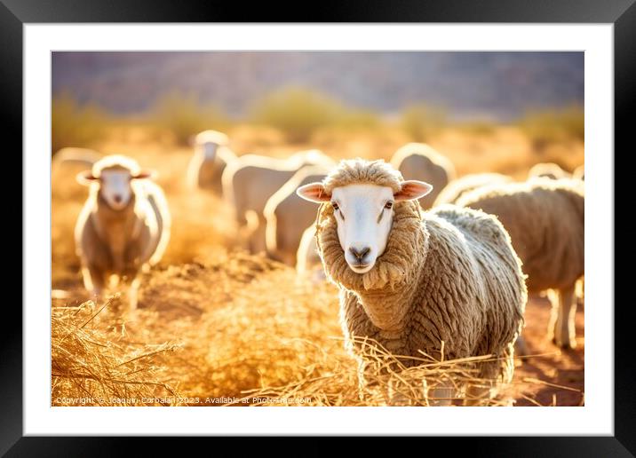 Sheep wander through traditional glens in the Span Framed Mounted Print by Joaquin Corbalan