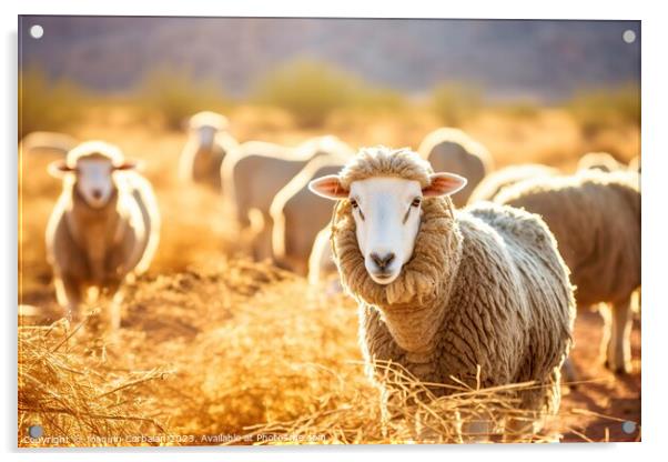Sheep wander through traditional glens in the Span Acrylic by Joaquin Corbalan