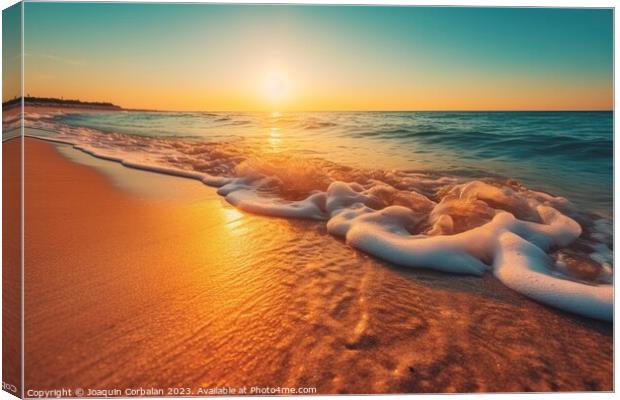 Beautiful sunset on the shore of a beach with gent Canvas Print by Joaquin Corbalan