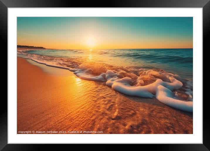 Beautiful sunset on the shore of a beach with gent Framed Mounted Print by Joaquin Corbalan