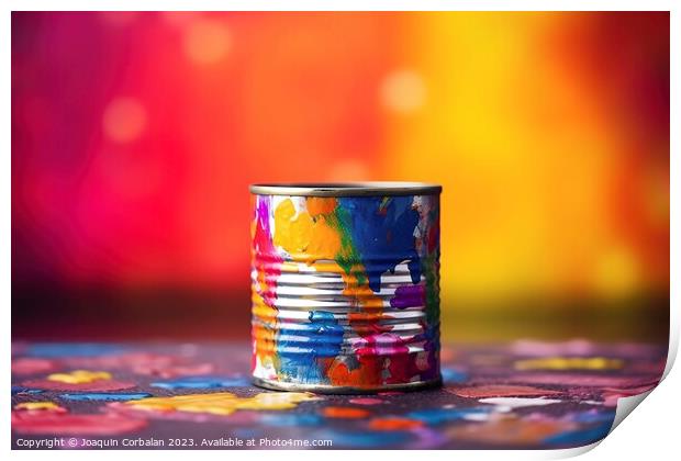 Colorful dirty paint pot, artists material and col Print by Joaquin Corbalan