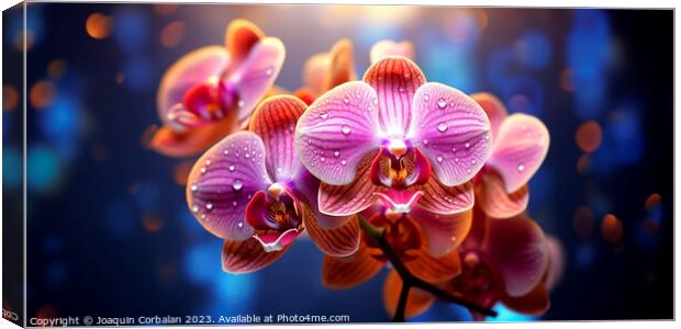 Beautiful orchids, with refreshing drops of dew. Canvas Print by Joaquin Corbalan