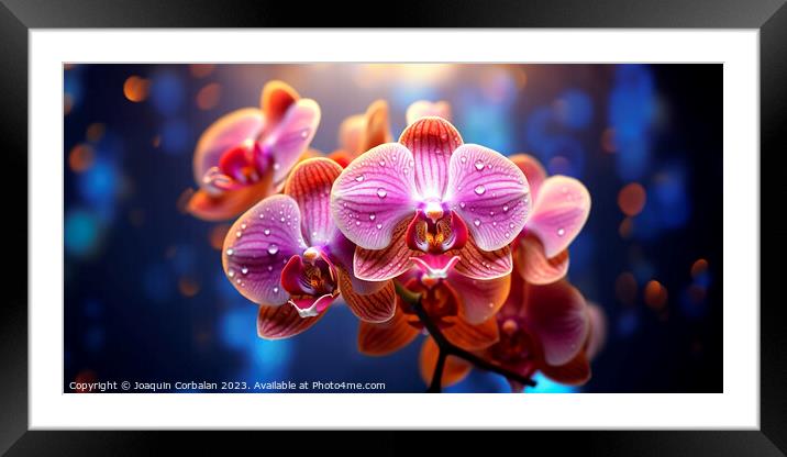 Beautiful orchids, with refreshing drops of dew. Framed Mounted Print by Joaquin Corbalan