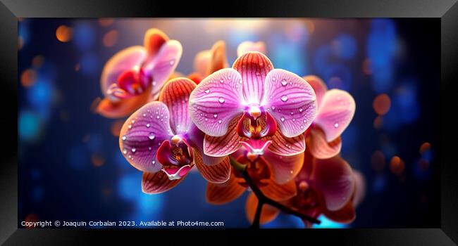 Beautiful orchids, with refreshing drops of dew. Framed Print by Joaquin Corbalan
