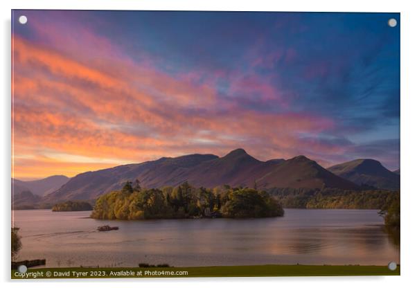 Derwent Water at sunset Acrylic by David Tyrer