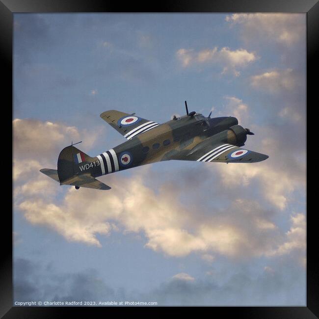 Avro Anson in Flight Framed Print by Charlotte Radford