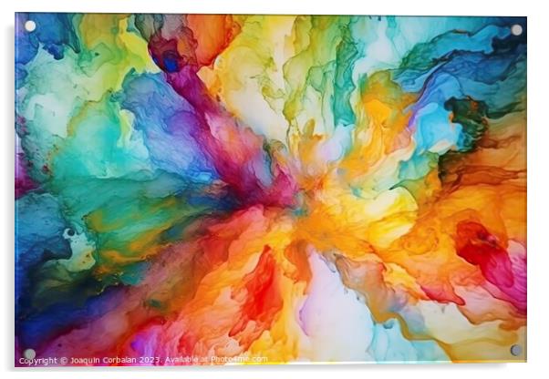 A vivid burst of colors radiates from the center,  Acrylic by Joaquin Corbalan