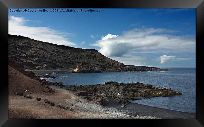 Beach at El Golfo Framed Print by Catherine Fowler