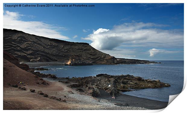 Beach at El Golfo Print by Catherine Fowler