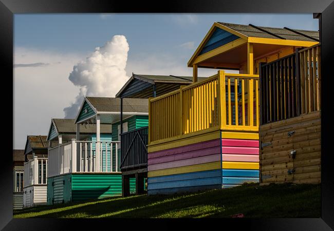 Tankerton beach huts, bathed in sunlight Framed Print by Rob Lucas
