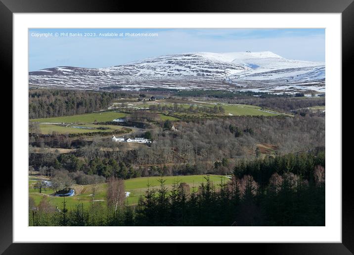 Ballindalloch Golf Course, Delnashaugh and Ben Rinnes  Framed Mounted Print by Phil Banks