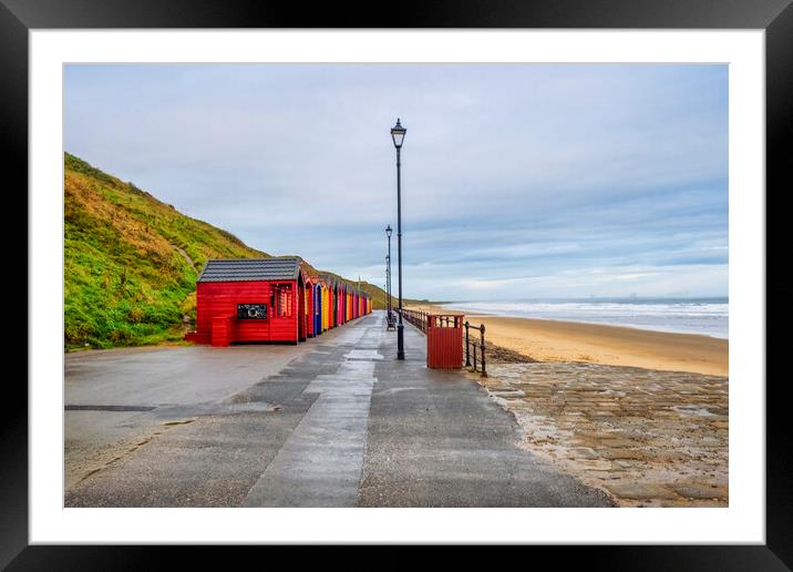 Saltburn by the Sea Beach Huts Framed Mounted Print by Steve Smith