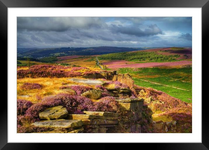 Burbage Rocks and Valley in Summer Framed Mounted Print by Darren Galpin