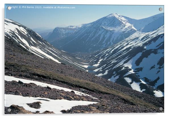 Pools of Dee and the Angels Peak - Cairngorm Mountains Acrylic by Phil Banks