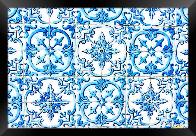 Portuguese Azulejos Tile Framed Print by Steven Dale