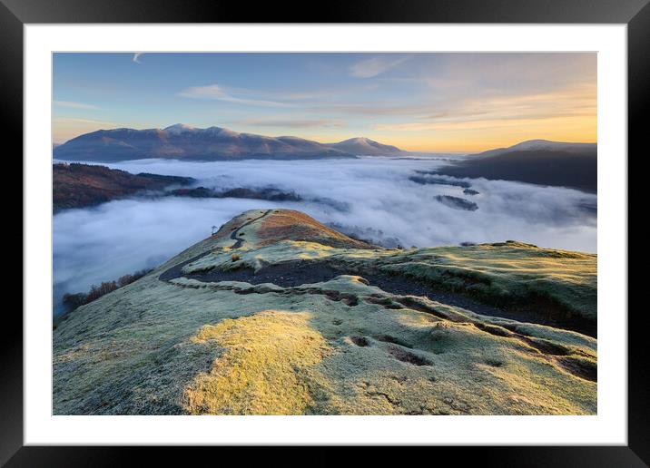 Catbells sunrise. Lake District  Framed Mounted Print by John Finney