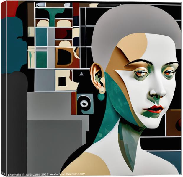 Beauty and mystery in cubism - GIA0923-1041-ILU Canvas Print by Jordi Carrio