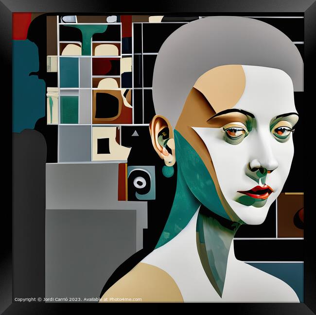 Beauty and mystery in cubism - GIA0923-1041-ILU Framed Print by Jordi Carrio