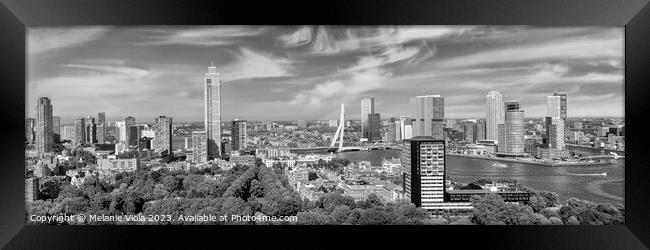Unique Rotterdam panorama seen from the Euromast | Monochrome Framed Print by Melanie Viola