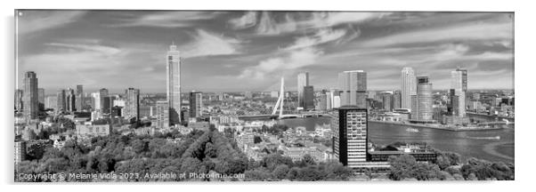 Unique Rotterdam panorama seen from the Euromast | Monochrome Acrylic by Melanie Viola