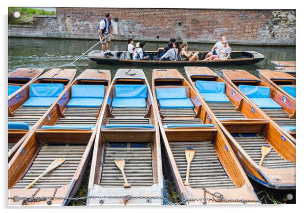 Tourists pass a row of punts Acrylic by Jason Wells
