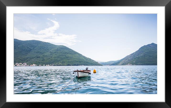Boat in the Bay of Kotor Framed Mounted Print by Jason Wells
