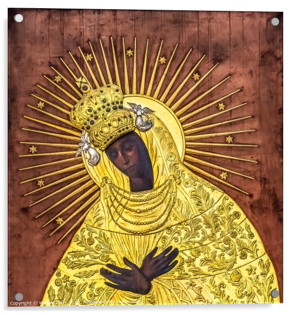 Copy Golden Black Madonna St Mary's Church Gdansk Poland Acrylic by William Perry