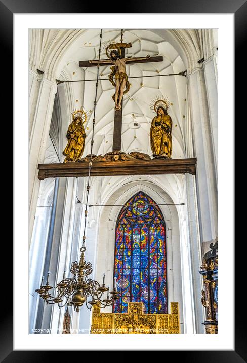 Jesus Christ Crucifixion Statues Altar St Mary's C Framed Mounted Print by William Perry