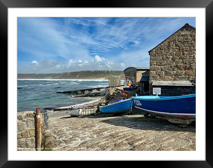 Slipway and lifeboat station Sennen Cove Framed Mounted Print by Roger Mechan