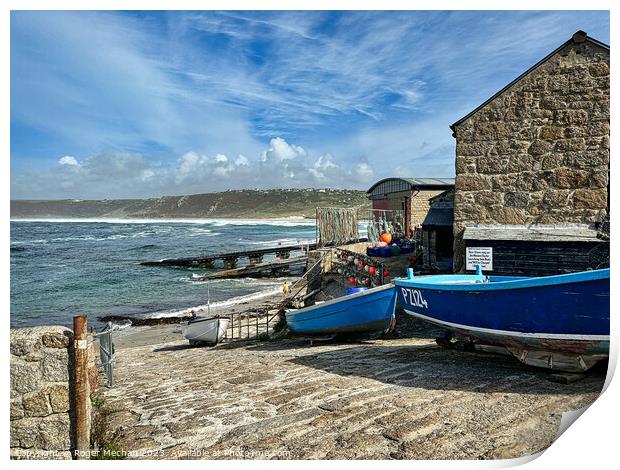 Slipway and lifeboat station Sennen Cove Print by Roger Mechan