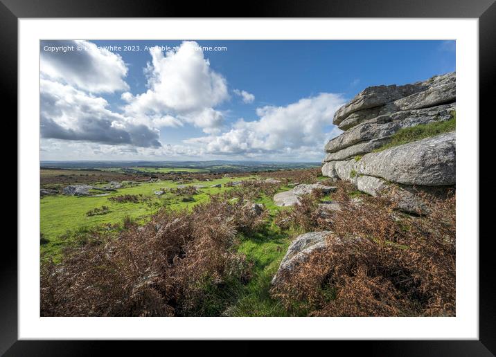 Rock formation just a small walk from Pork Hill carpark Dartmoor Framed Mounted Print by Kevin White