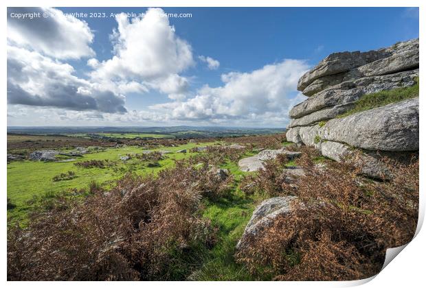 Rock formation just a small walk from Pork Hill carpark Dartmoor Print by Kevin White