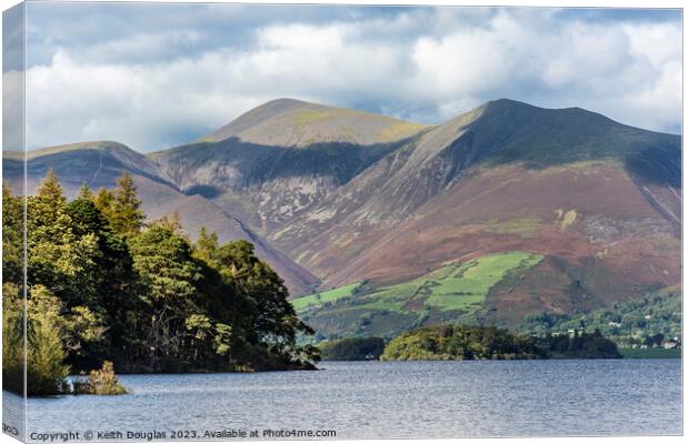Fells above Derwent Water Canvas Print by Keith Douglas