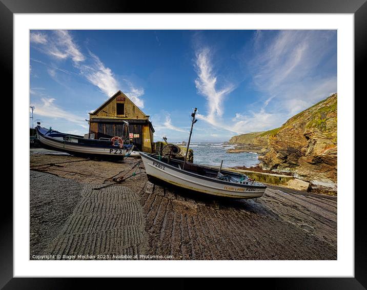 Small boats at the Lizard peninsula Cornwall  Framed Mounted Print by Roger Mechan