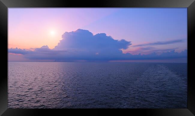 Cruise ship heading to Caribbean islands cruise vacation from Miami, Florida, USA Framed Print by Elijah Lovkoff