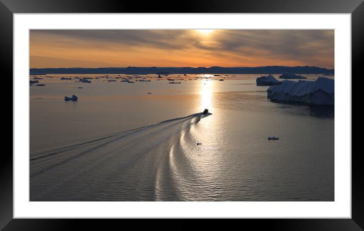 Iceberg seen from cruise ship vacation near Greenland coast in Arctic circle near Ilulissat Disko Bay Framed Mounted Print by Elijah Lovkoff