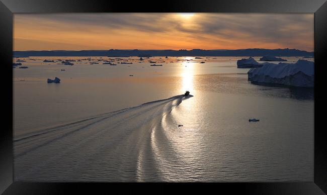 Iceberg seen from cruise ship vacation near Greenland coast in Arctic circle near Ilulissat Disko Bay Framed Print by Elijah Lovkoff