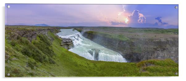 Reykjavik, tour to scenic Gullfoss Falls, a part of Iceland Golden Circle travel destination Acrylic by Elijah Lovkoff