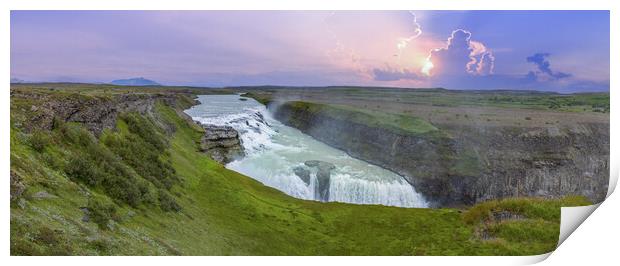 Reykjavik, tour to scenic Gullfoss Falls, a part of Iceland Golden Circle travel destination Print by Elijah Lovkoff