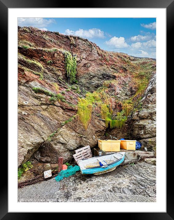 Old boat on the slipway on the Lizard peninsula Cornwall Framed Mounted Print by Roger Mechan