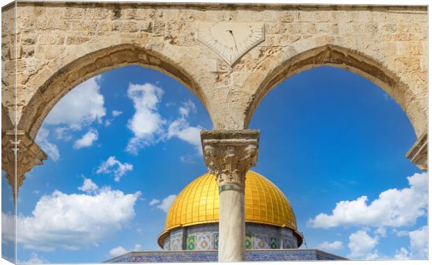 Jerusalem, Islamic shrine Dome of Rock located in the Old City on Temple Mount near Western Wall Canvas Print by Elijah Lovkoff